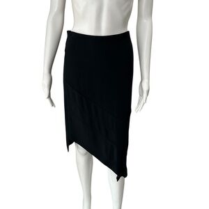 Roland Mouret Black Asymmetric Knee Length Skirt Size 6